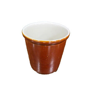 Vintage Hall Brown Crock #301 Mid Century MCM 5.25" Tall USA White Inside